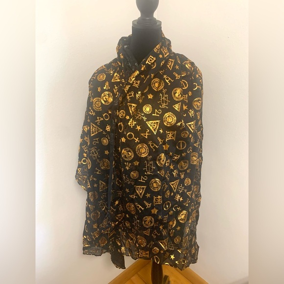 Elegant Black and Gold Designer Scarf Fantastic Beasts - Picture 2 of 5